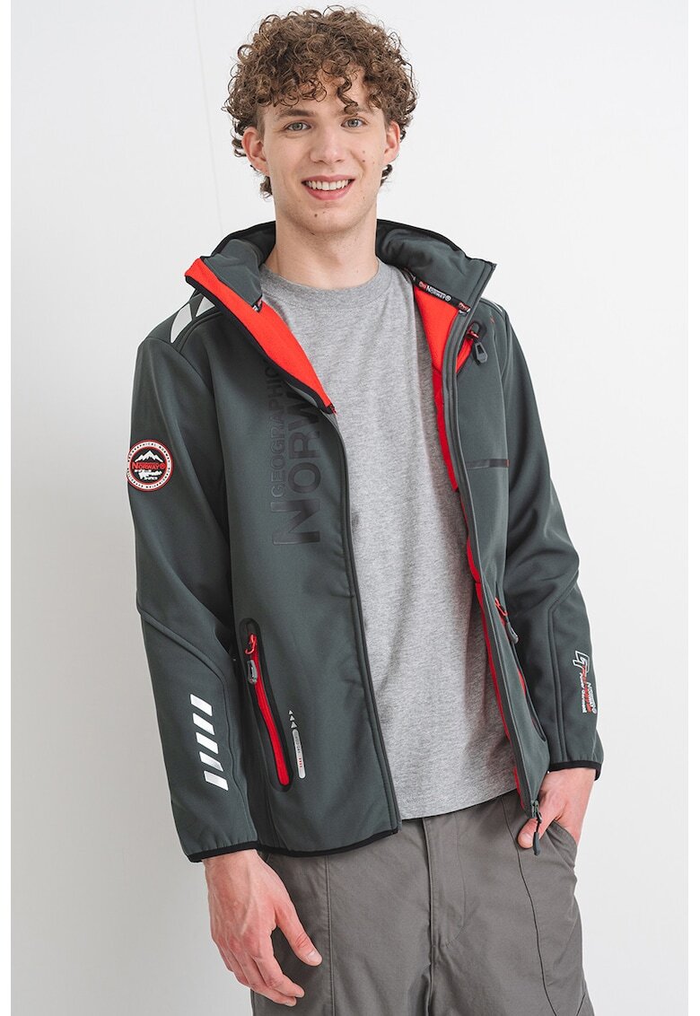 Geographical Norway Яке Royaute с качулка и цип - Червен/Tъмносив