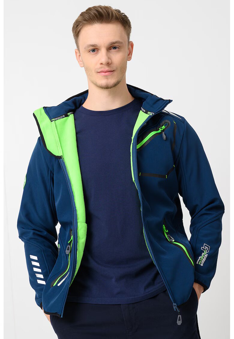 Geographical Norway Яке Royaute с качулка и цип - Лайм зелено/Тъмносин