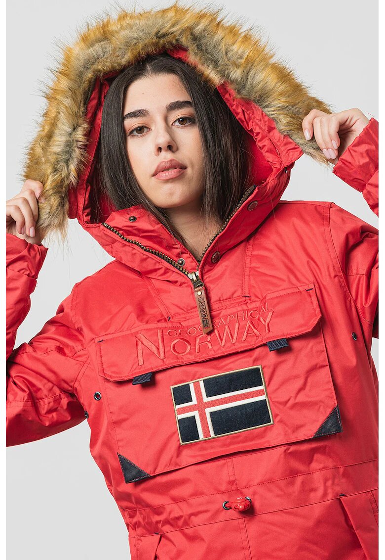 Geographical Norway Зимно яке Aubergine с качулка - Червен