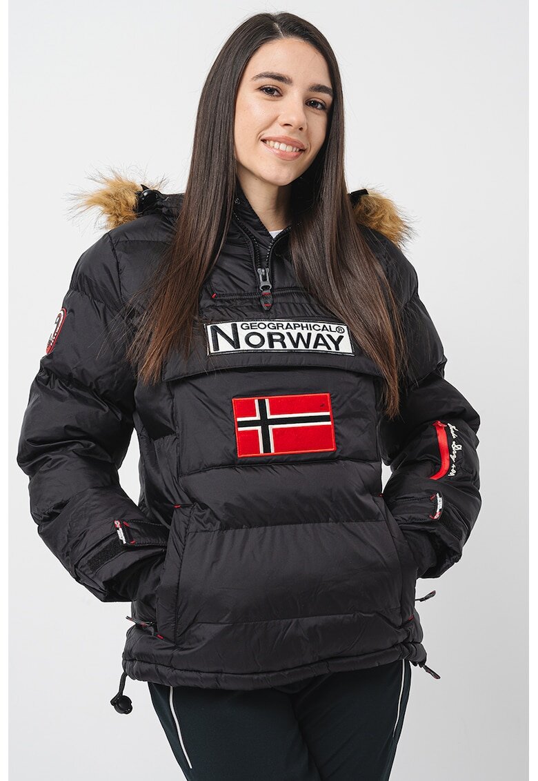 Geographical Norway Зимно яке Belancolie с бродирано лого - Бял/Черен/Аленочервен