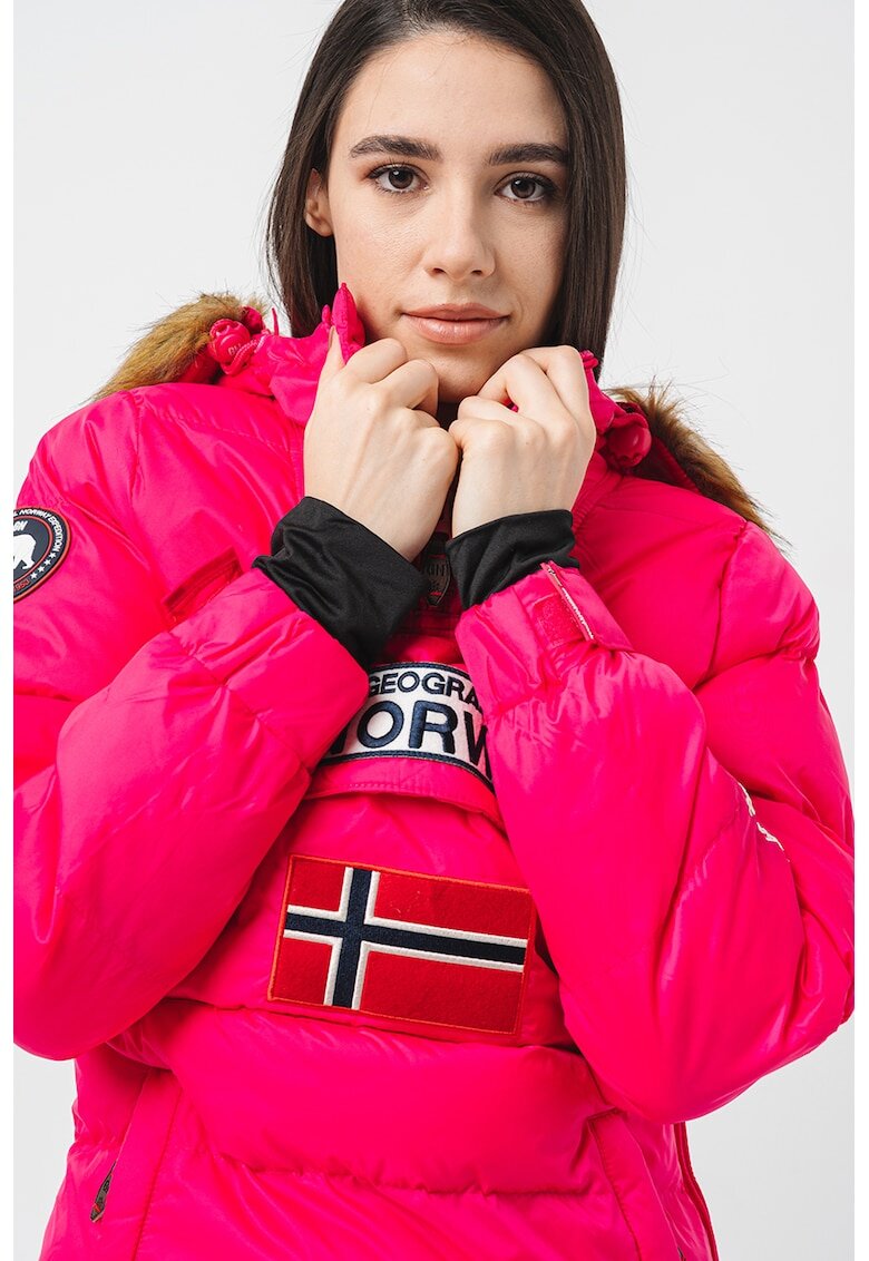Geographical Norway Зимно яке Belancolie с бродирано лого - Бял/Черен/Фуксия