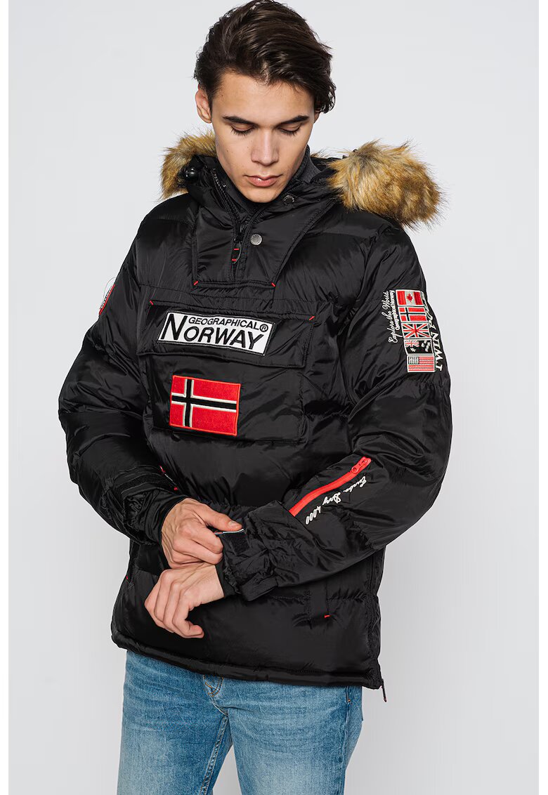 Geographical Norway Зимно яке Bilboquet с качулка - без закопчаване - Бял/Черен
