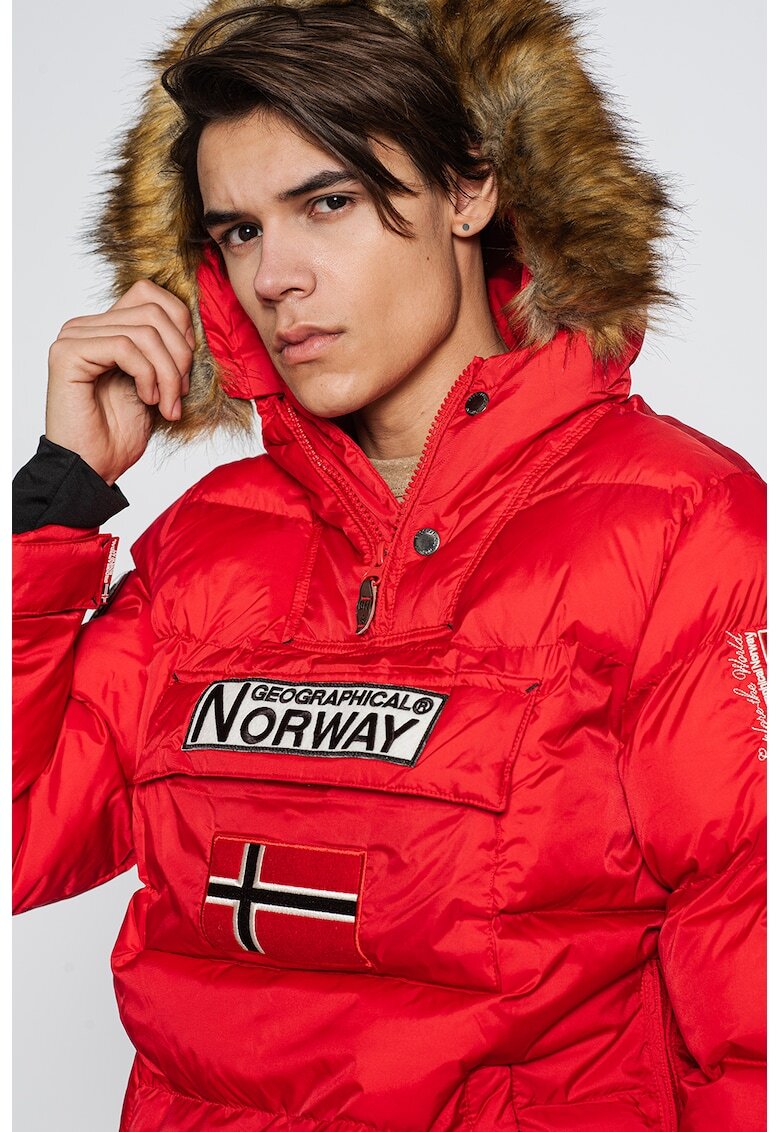 Geographical Norway Зимно яке Bilboquet с качулка - без закопчаване - Червен
