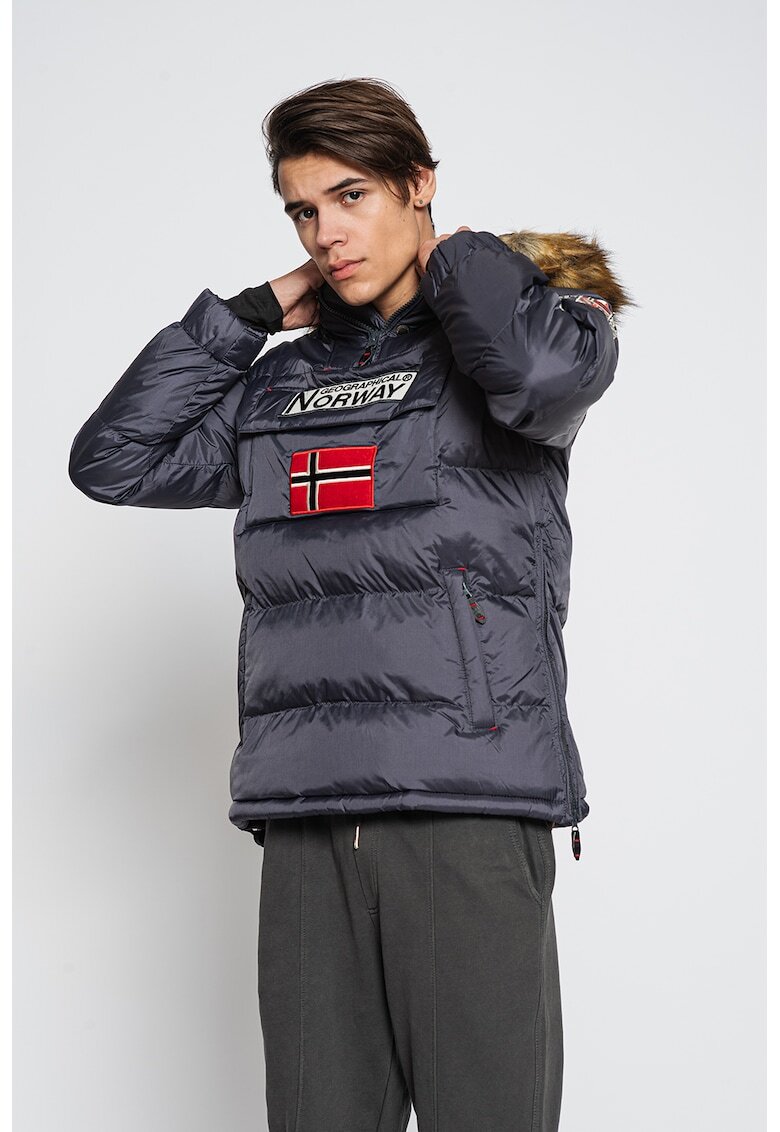 Geographical Norway Зимно яке Bilboquet с качулка - без закопчаване - Tъмносив