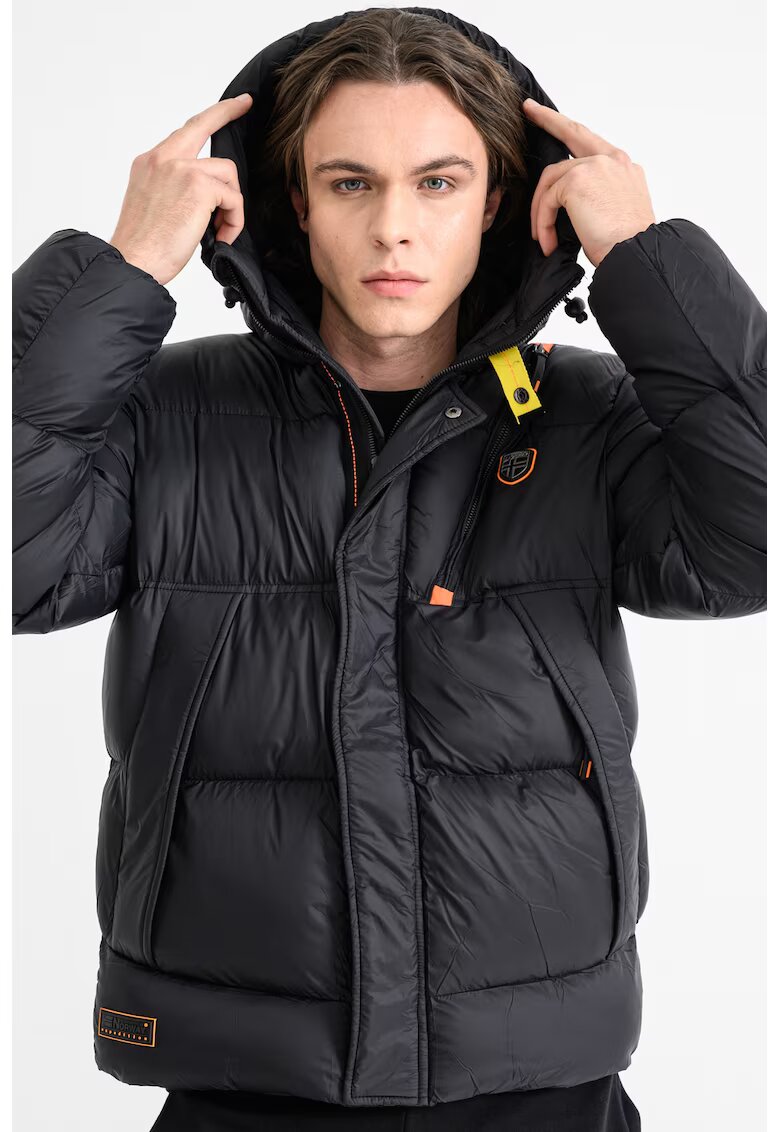 Geographical Norway Зимно яке Bodir с цип и качулка - Черен/Оранжев