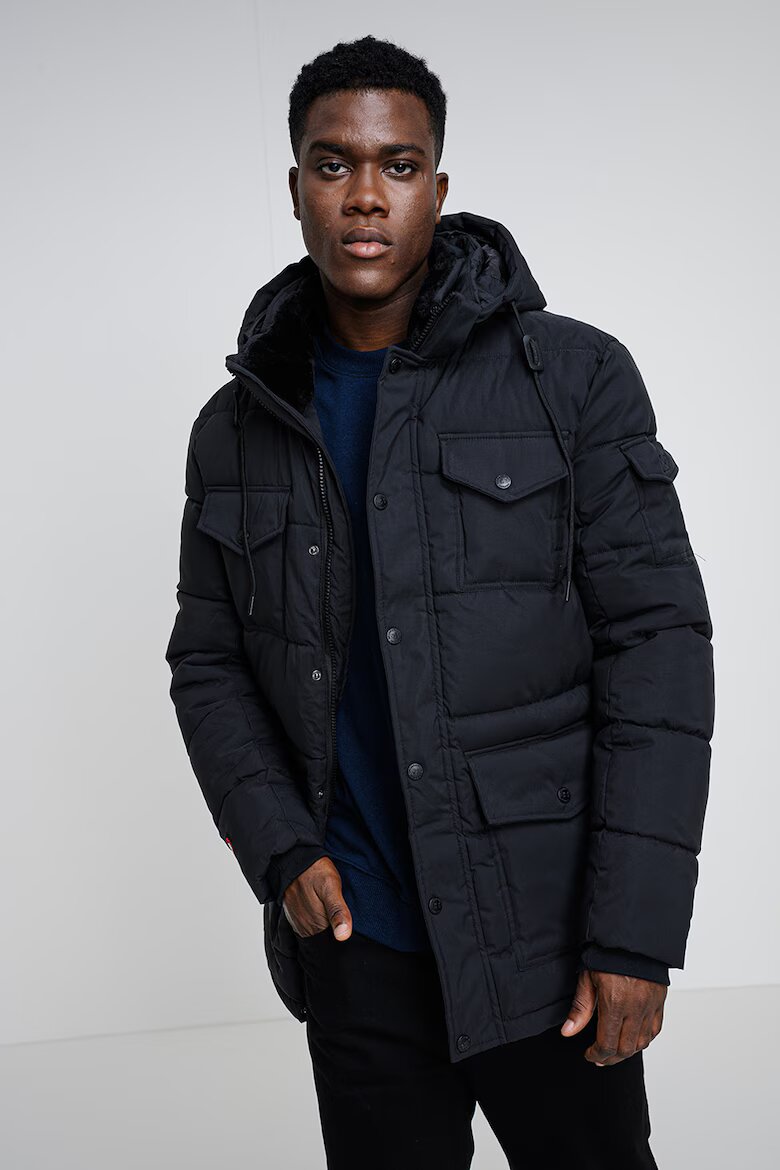 Geographical Norway Зимно яке Corlas с джобовве с капаче Избеляло черно