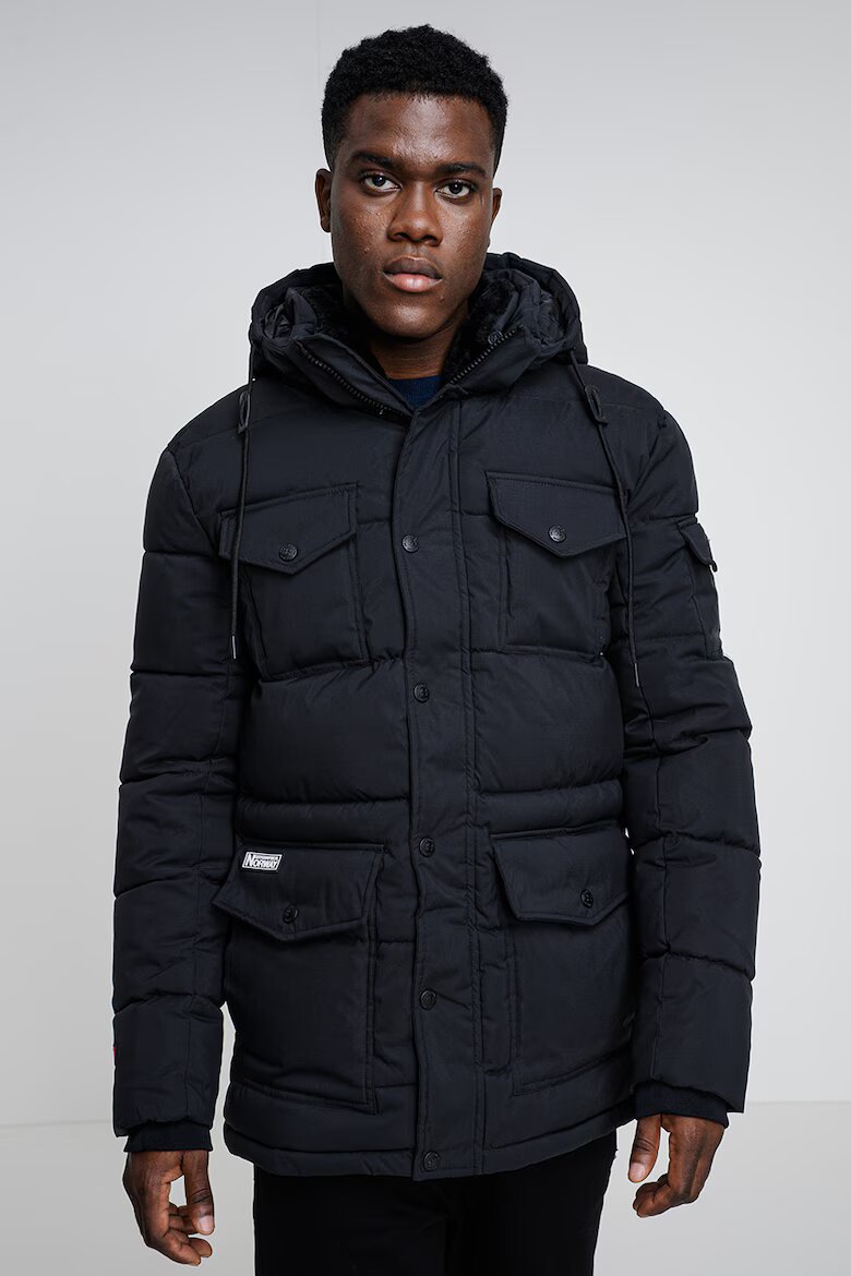 Geographical Norway Зимно яке Corlas с джобовве с капаче Избеляло черно