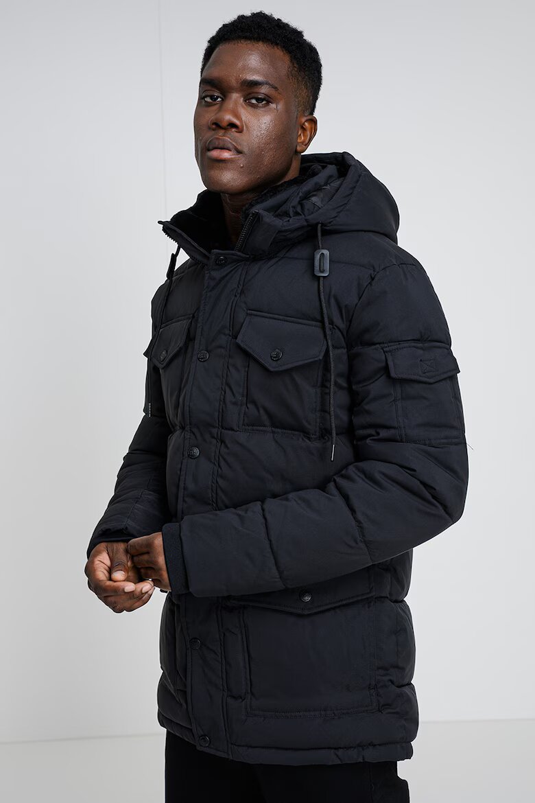 Geographical Norway Зимно яке Corlas с джобовве с капаче Избеляло черно