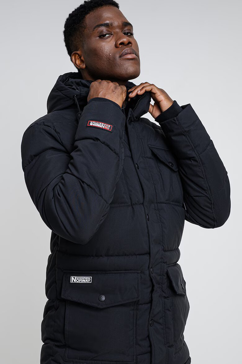 Geographical Norway Зимно яке Corlas с джобовве с капаче Избеляло черно