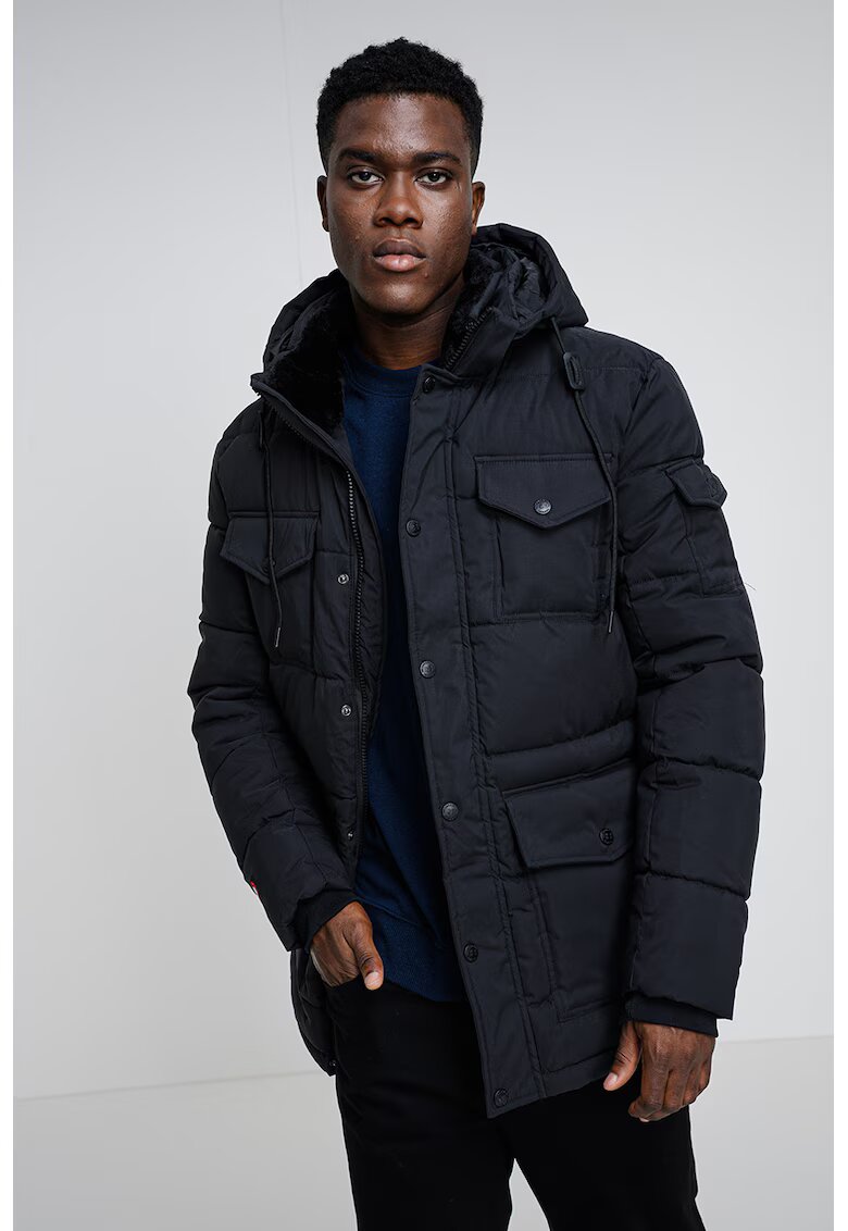 Geographical Norway Зимно яке Corlas с джобовве с капаче - Избеляло черно