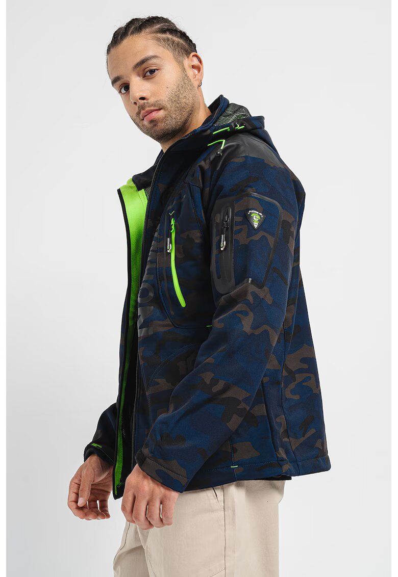 Geographical Norway Зимно яке с качулка и принт - Сив/Тъмносин