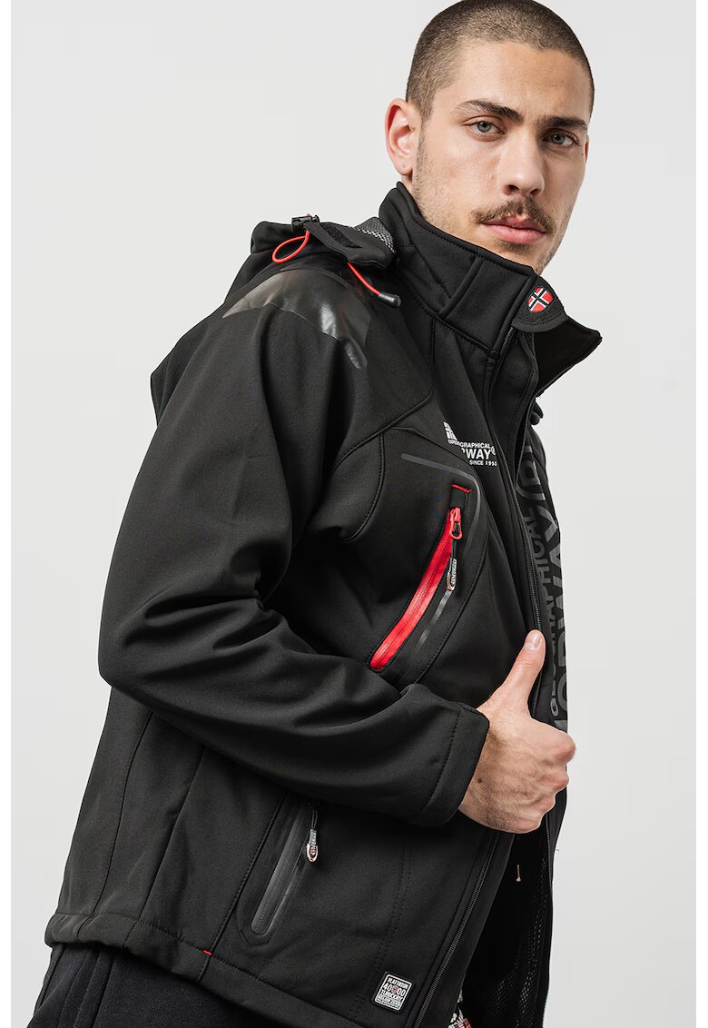 Geographical Norway Зимно яке Techno Men с качулка и лого - Черен