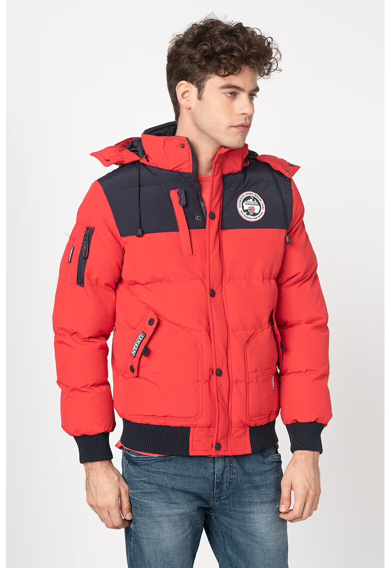 Geographical Norway Зимно яке Volva с отделяща се качулка - Бял/Черен/Аленочервен