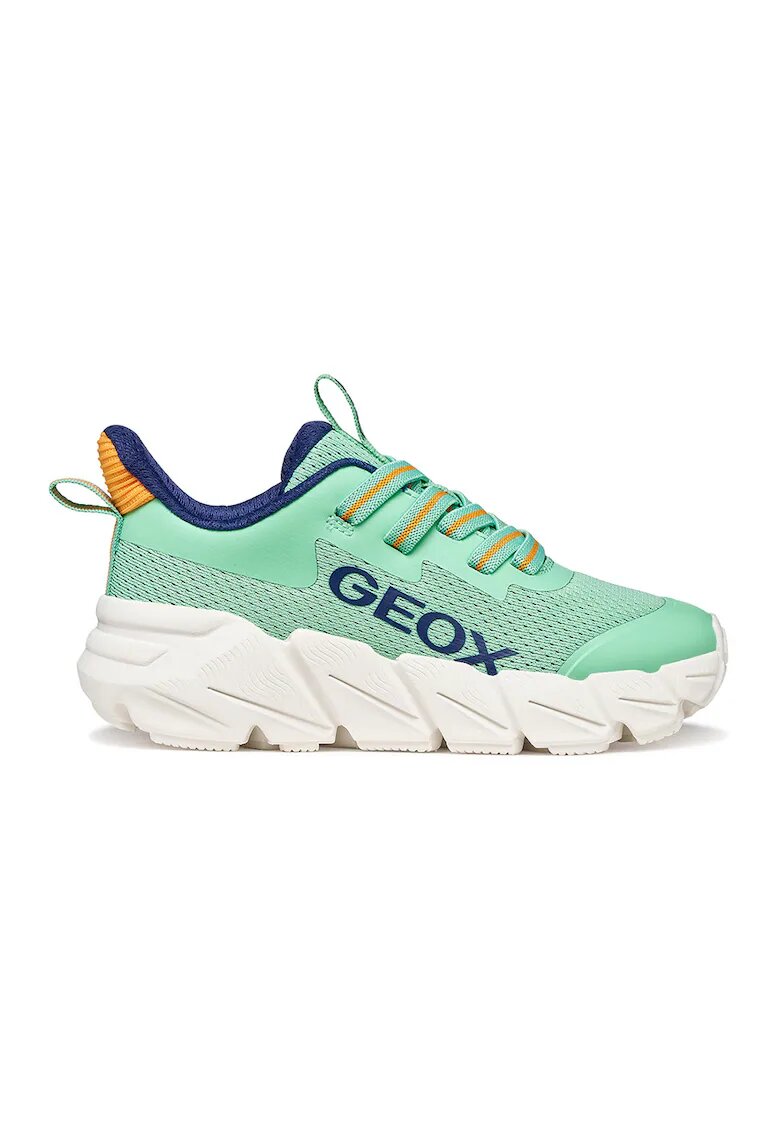 Geox Спортни обувки Flexyper Fast с мрежести зони - Мандарина/Ментово зелено