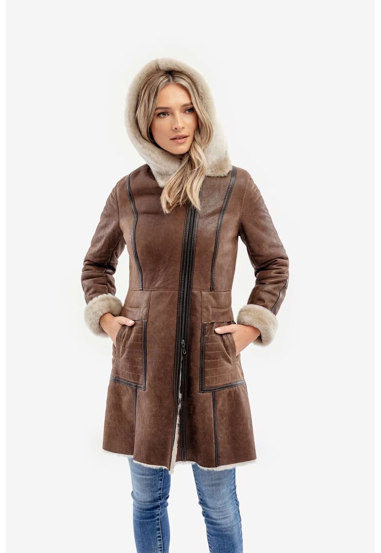 Gerali Tailoring Дамско палто от естествен агнешки косъм модел Carina