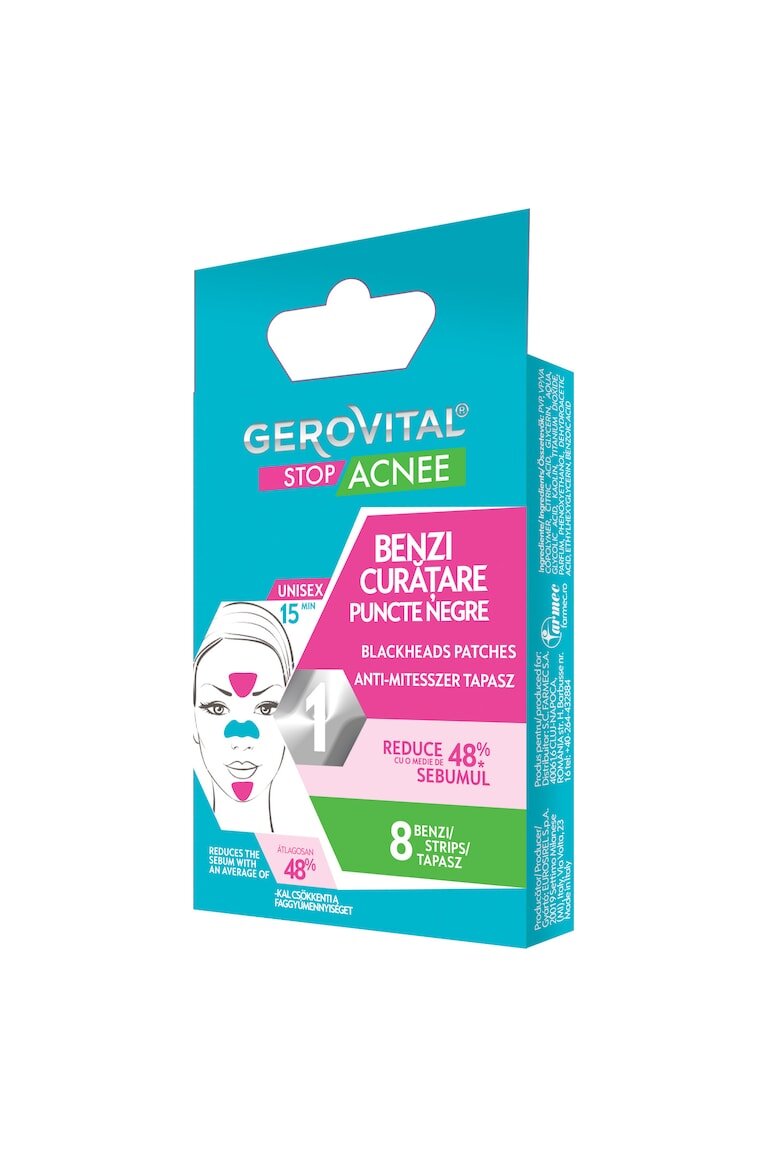 Gerovital Ленти за почистване на черни точки Stop Acne 8 бр