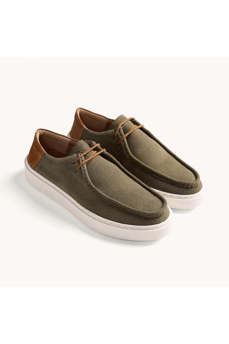 Gioseppo Велурени мокасини с връзки Wallabee Каки