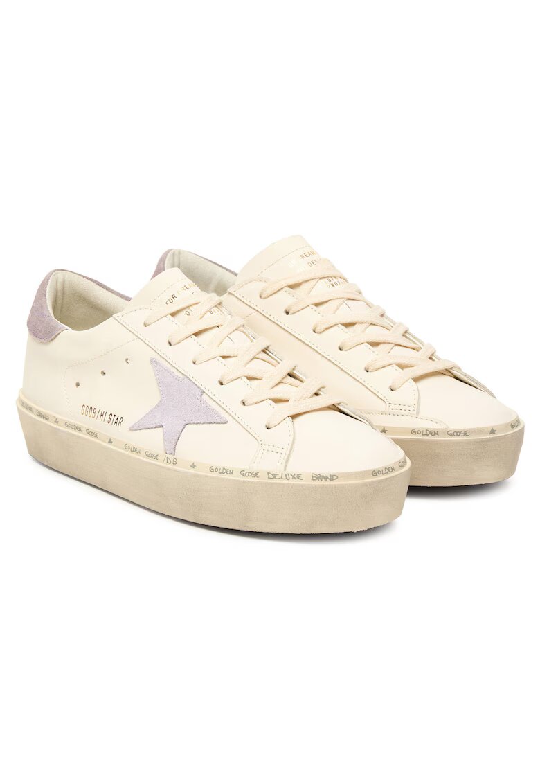 GOLDEN GOOSE Дамски кецове Hi Star Classic - естествена кожа - бял/лилав