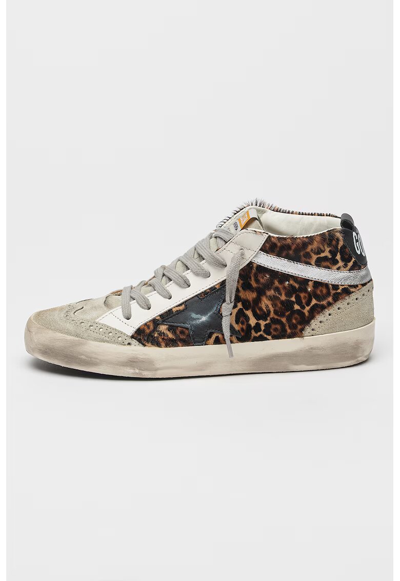 GOLDEN GOOSE Кецове от велур и кожа с косъм - Тъмнокафяв/Светло сив/Мръснобял