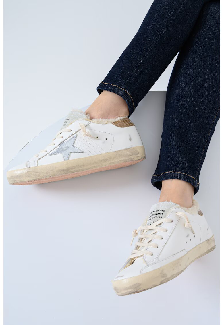 GOLDEN GOOSE Кожени маратонки - Бял/Светлокафяв