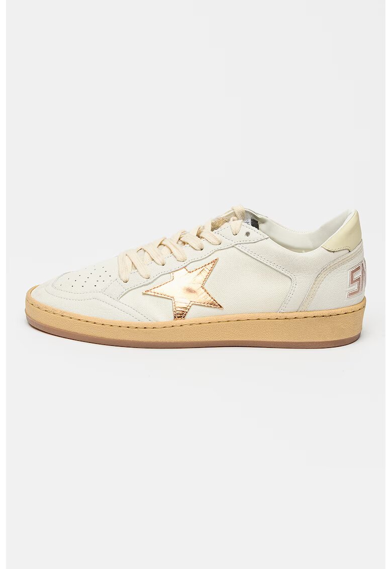 GOLDEN GOOSE Кожени спортни обувки Ball Star Double Quarter - Мръснобял/Светло бежово