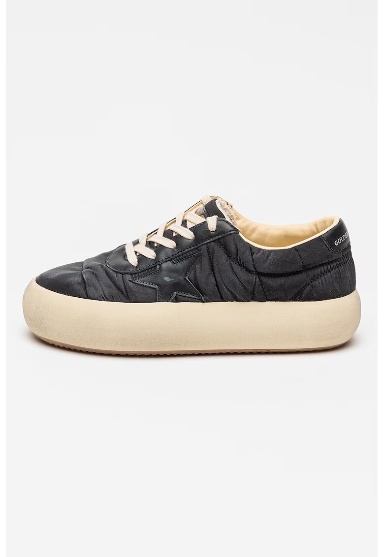 GOLDEN GOOSE Маратонки Space Stitching с равна платформа - Избеляло черно/Светло бежово