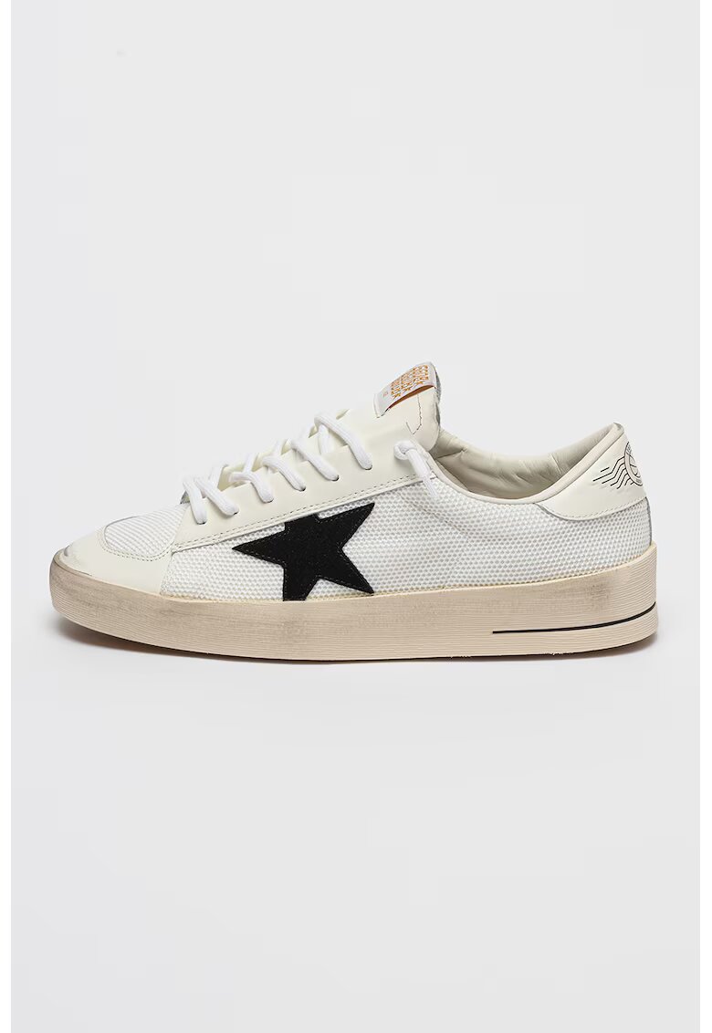 GOLDEN GOOSE Спортни обувки Stardan с кожа - Избеляло черно/Бял/Мръснобял