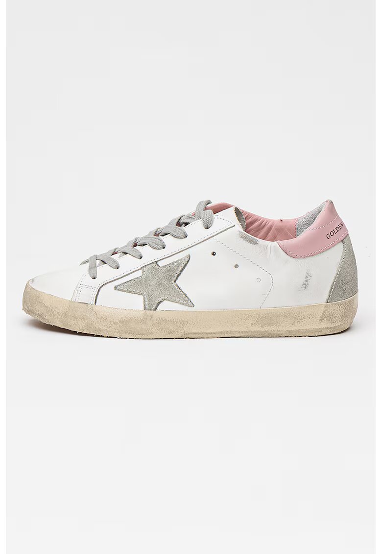 GOLDEN GOOSE Маратонки Super-Star Classic с лого - Мръснобял/Прашно розово