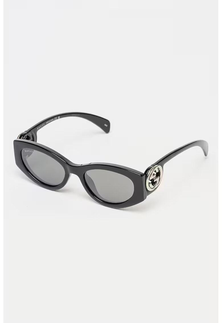 Gucci Слънчеви очила Cat-Eye с лого - Черен/Сребрист