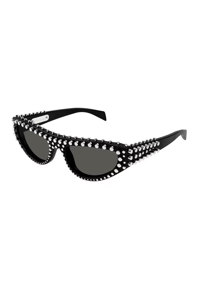 Gucci Слънчеви очила Cat-Eye с метални детайли - Черен/Сребрист