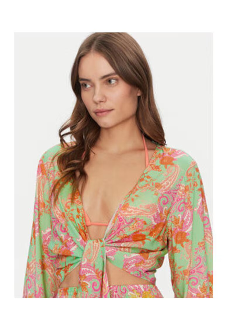 GUESS Bluza crop de plaja cu imprimeu paisley