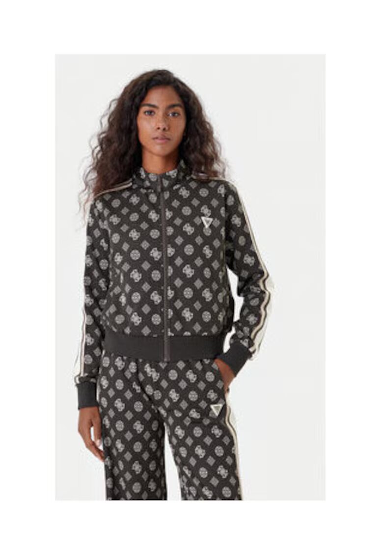 GUESS Bluza de trening din amestec de poliester cu model logo si fermoar lung - L