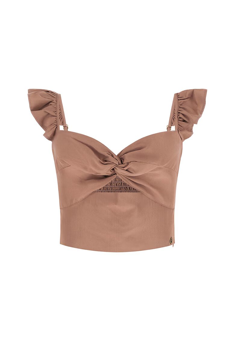 GUESS Блуза с модал и крепиран гръб - Светлокафяв
