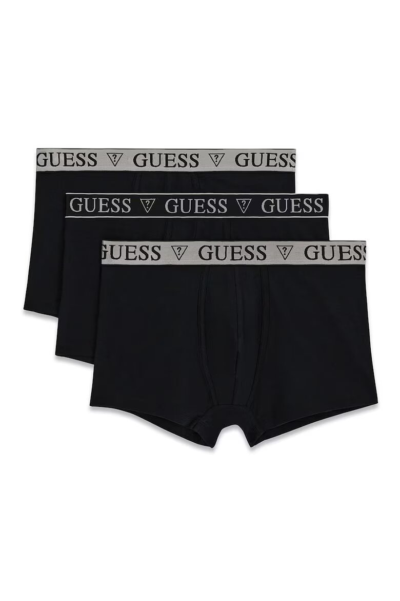GUESS Боксерки с лого на талията - 3 чифта Черен
