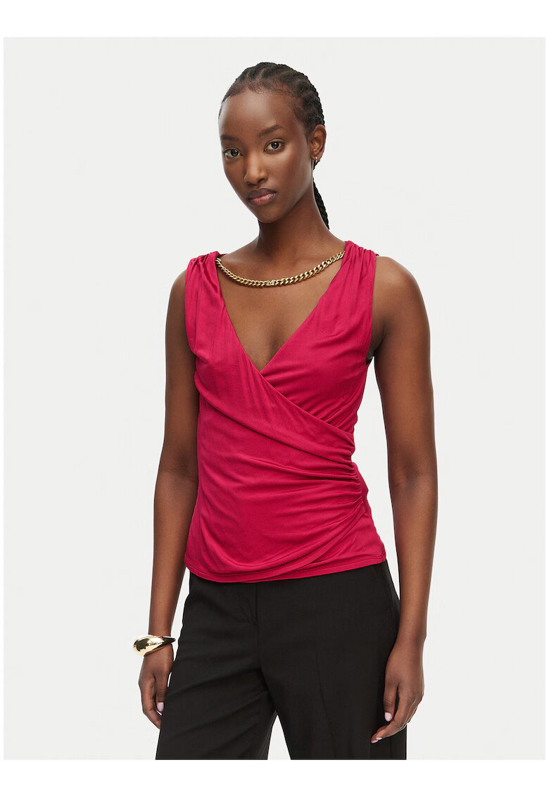 GUESS BY MARCIANO Дамска блуза - Marciano Guess - розова - вискоза - вталена кройка - V-образно деколте
