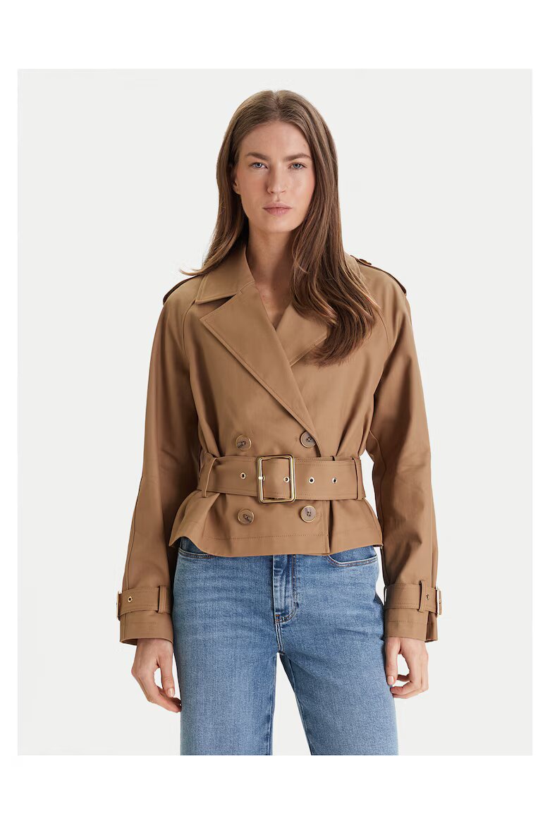 GUESS BY MARCIANO Дамски шлифери памук кафяв закопчаване с копчета