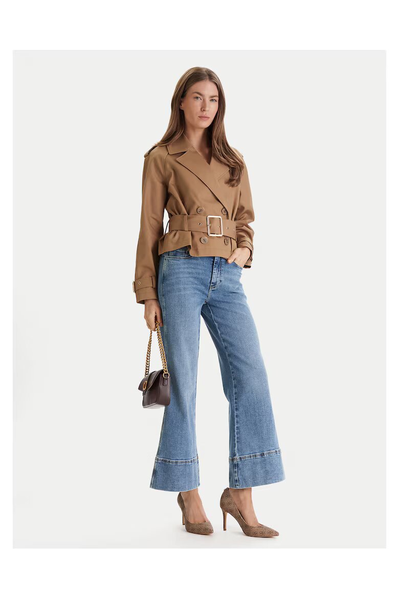 GUESS BY MARCIANO Дамски шлифери памук кафяв закопчаване с копчета