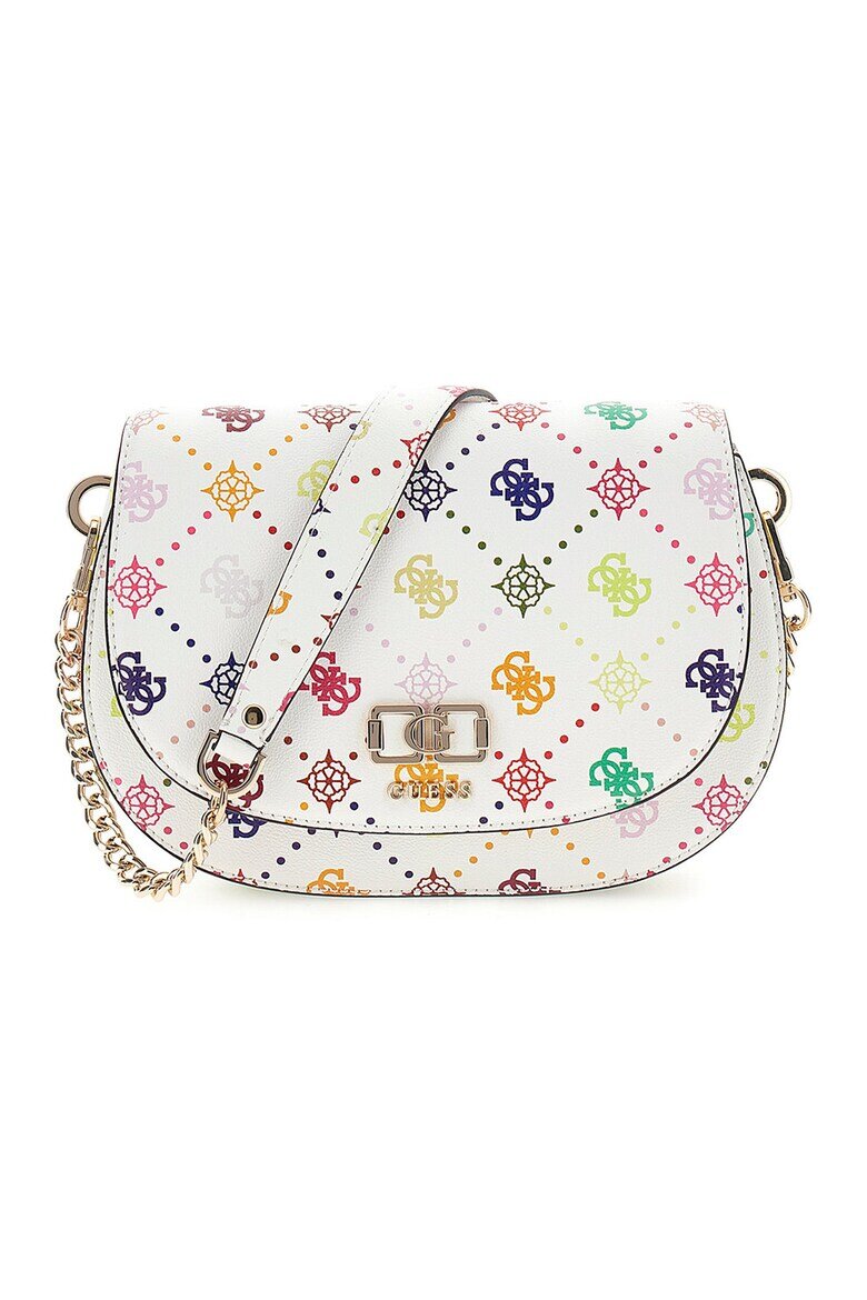 GUESS Чанта Emelie от еко кожа с лого Бял/Розово/Син