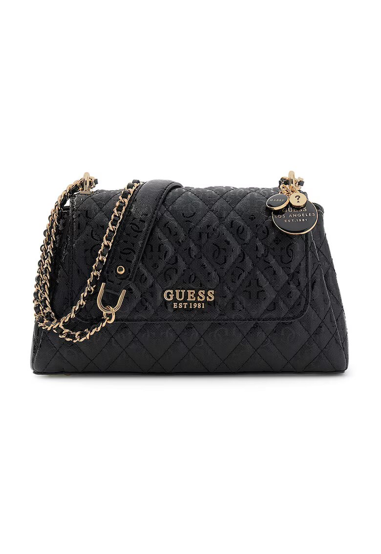 GUESS Чанта Isemay с лого - Черен