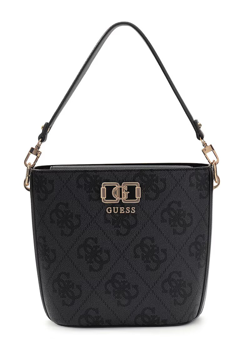 GUESS Чанта Karnilla от еко кожа с монограм - Черен