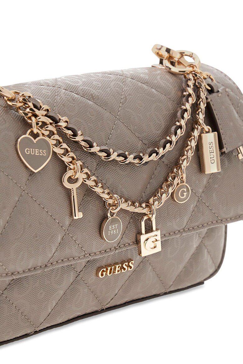 GUESS Чанта Libby с висулки Сиво-кафяв