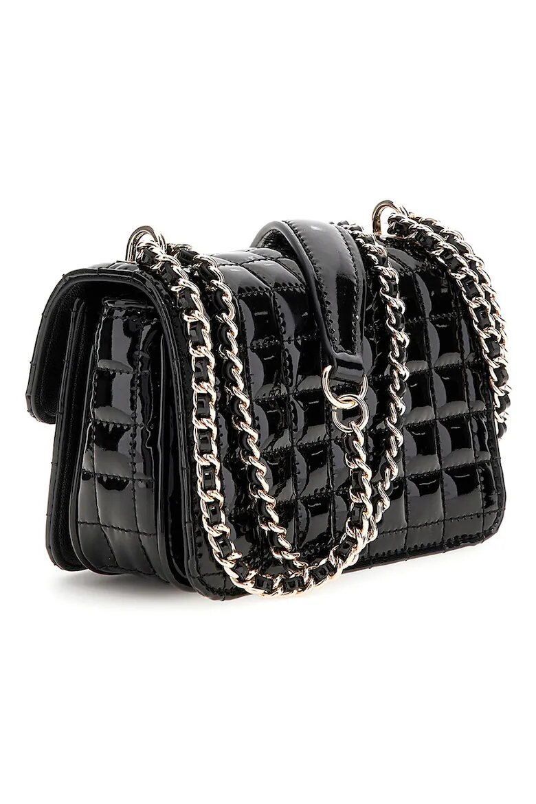 GUESS Чанта през рамо с лачен ефект Черен