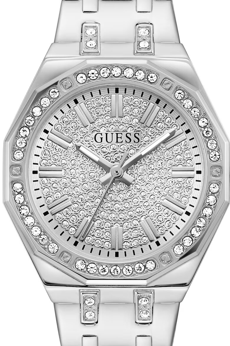GUESS Часовник от неръждаема стомана с кристали Сребрист