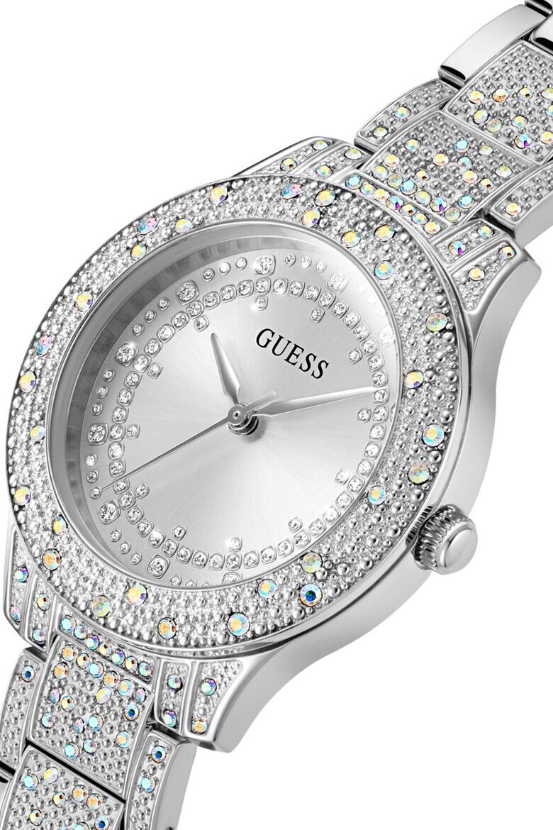 GUESS Часовник от неръждаема стомана с кристали Сребрист
