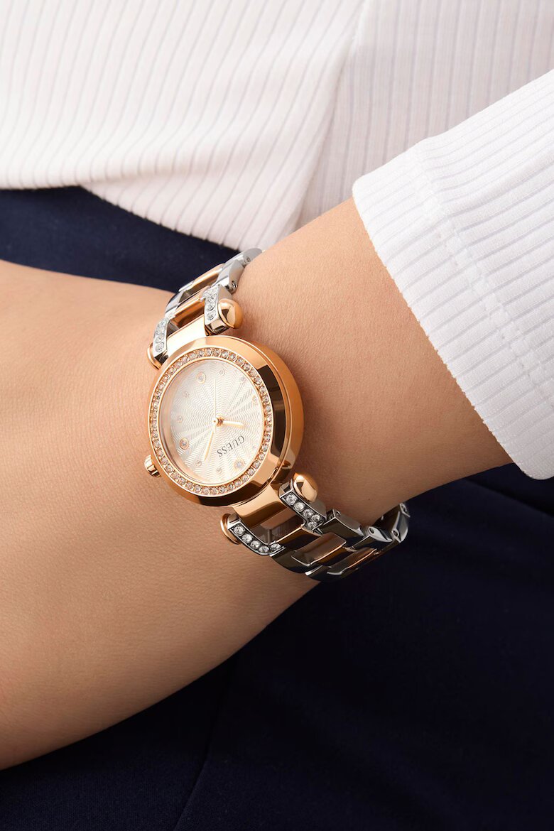 GUESS Часовник с кристали Rose Gold/Сребрист