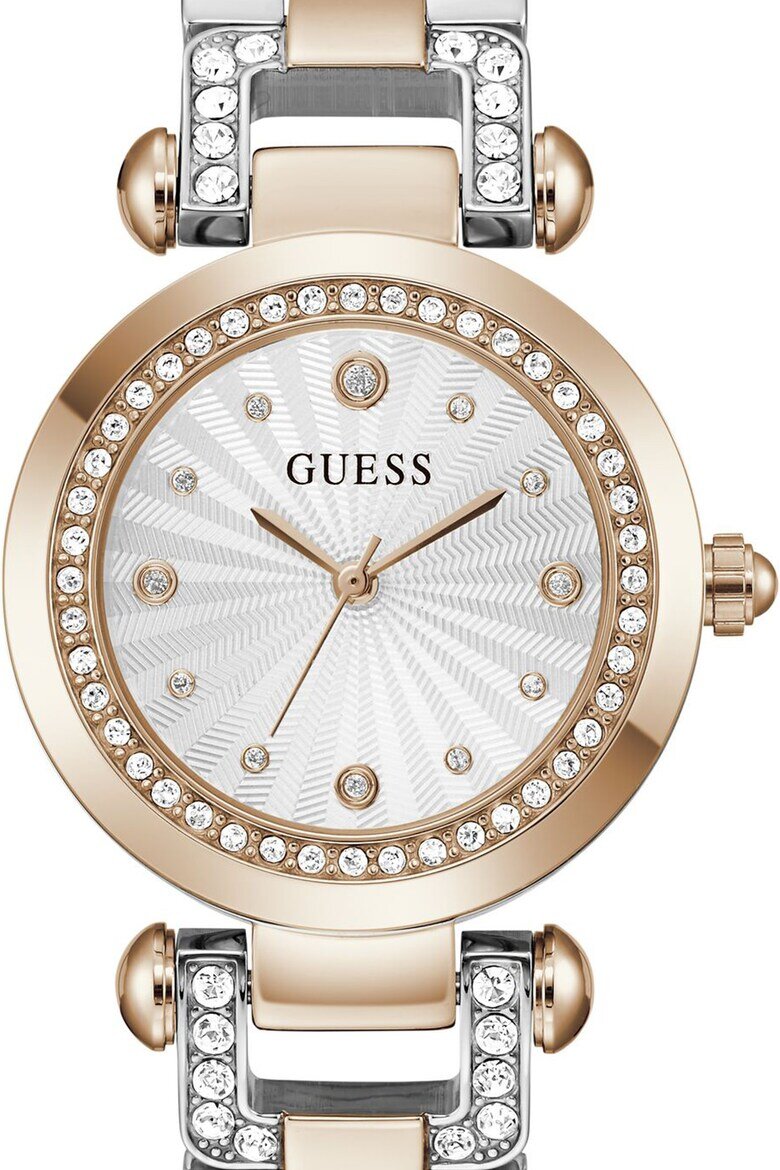 GUESS Часовник с кристали Rose Gold/Сребрист