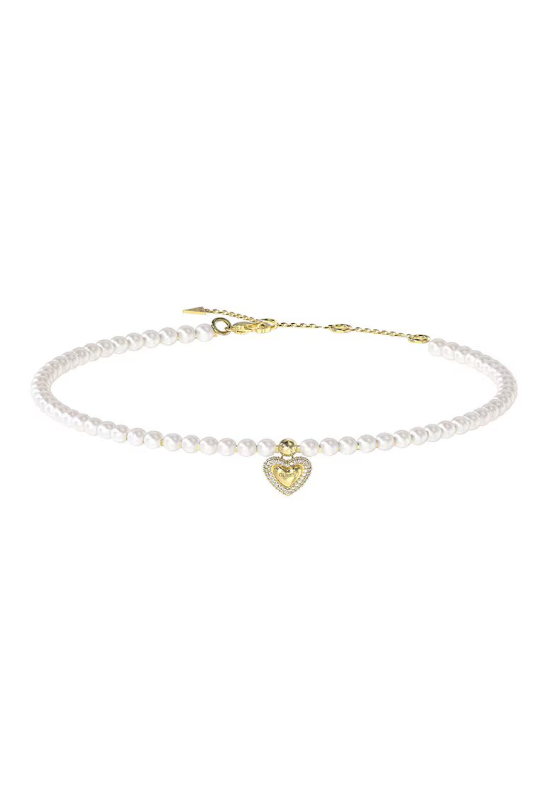 GUESS Чокър Pave Heart със седеф и кристали