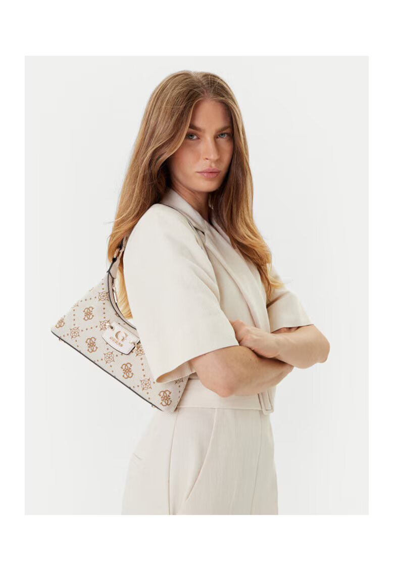 GUESS Дамска чанта Neda OFF WHITE LOGO - текстилен материал - универсални размери