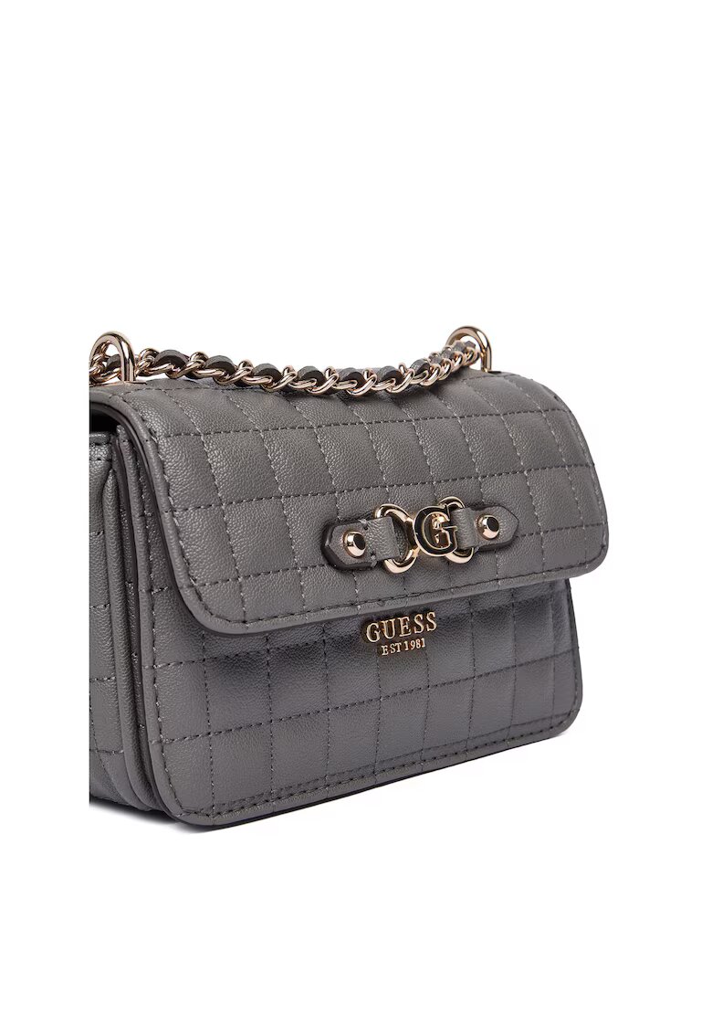 GUESS Дамска чанта SLA Nadira Mini - екологична - 2 отделения - черна