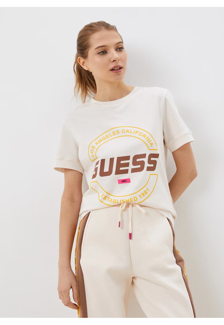 GUESS Дамска тениска памук - бяла